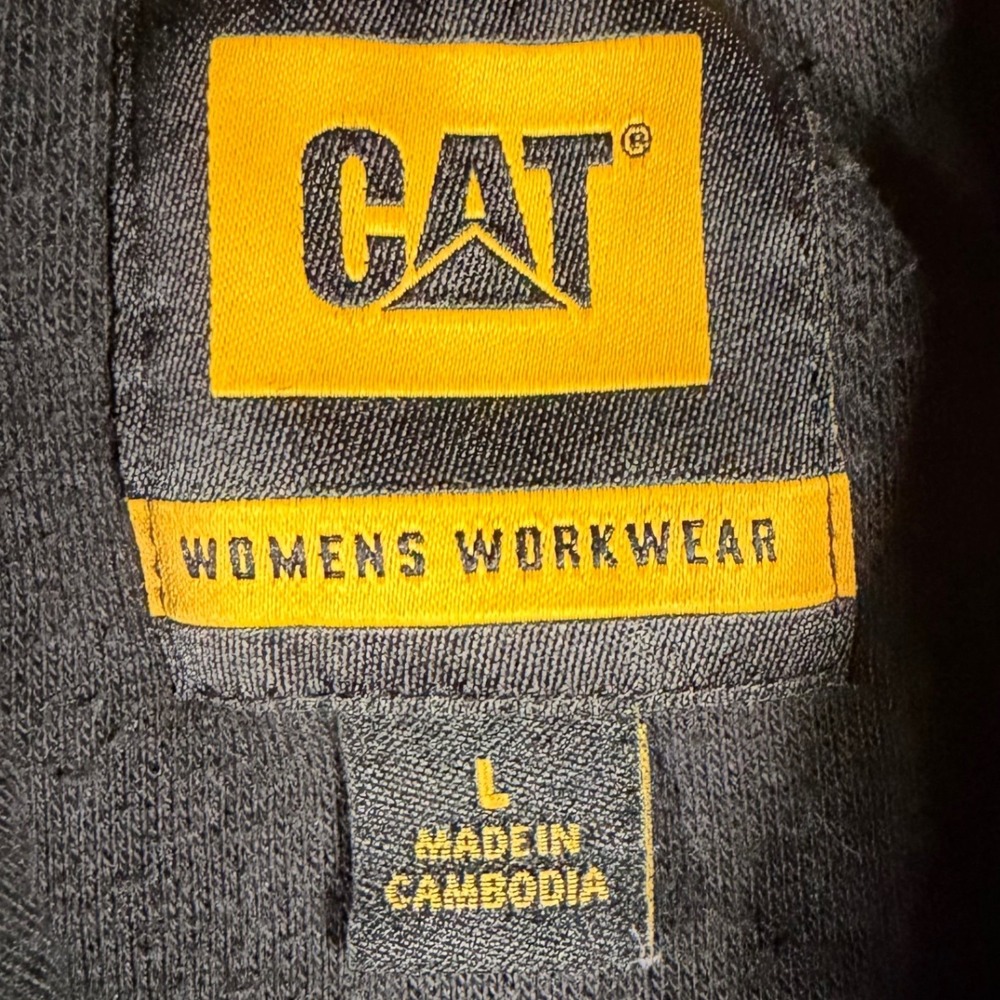 CAT Caterpillar Crossover Neck Graphic Hoodie Black Size Womens Large Workwear - Picture 4 of 8